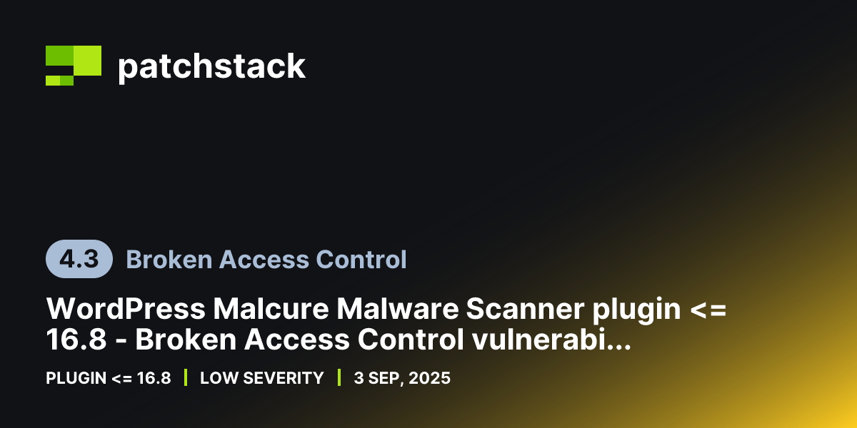 Broken Access Control in WordPress Malcure Malware Scanner Plugin ...