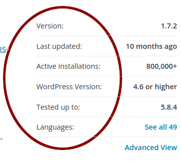 Check last updated and tested up to fields when checking plugins