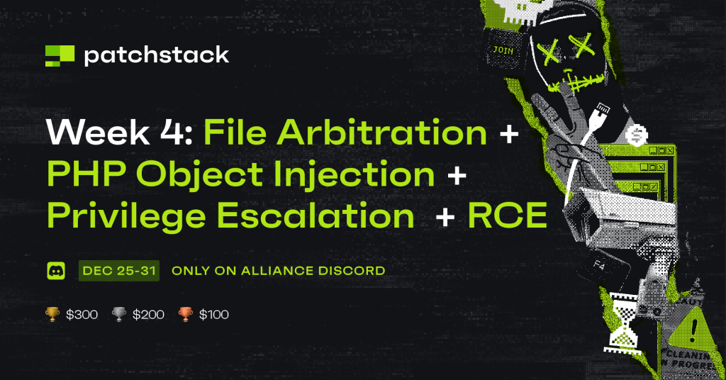 Patchstack Alliance December event / Week #2 - Remote Code Execution (RCE), PHP Object Injection, Arbitrary File (upload/download/deletion), and Privilege Escalation vulnerabilities
