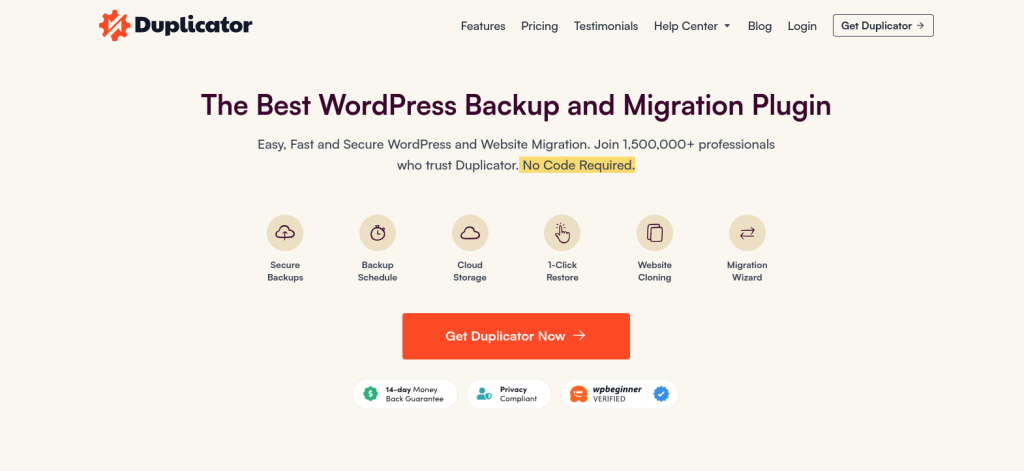 Duplicator WordPress Backup and Migration plugin