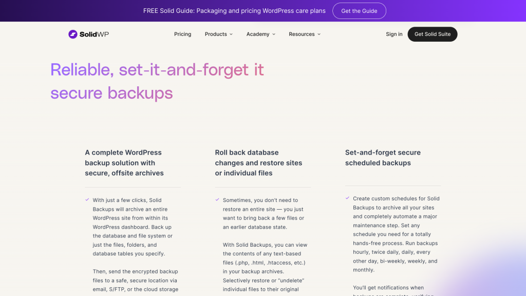 SolidWP backups for WordPress sites