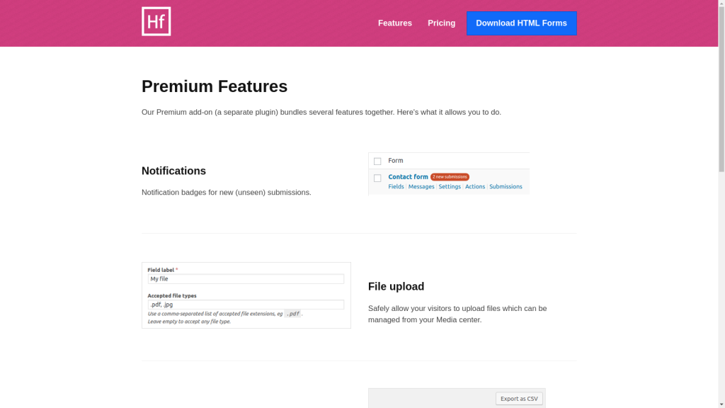 HTML forms plugin for WordPress