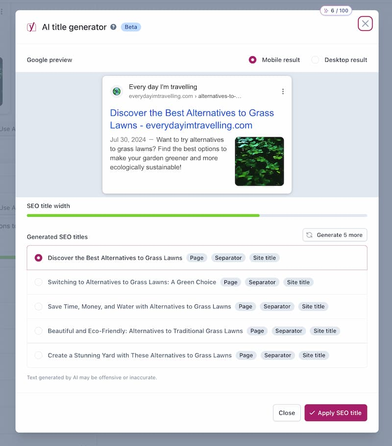 Yoast screenshot