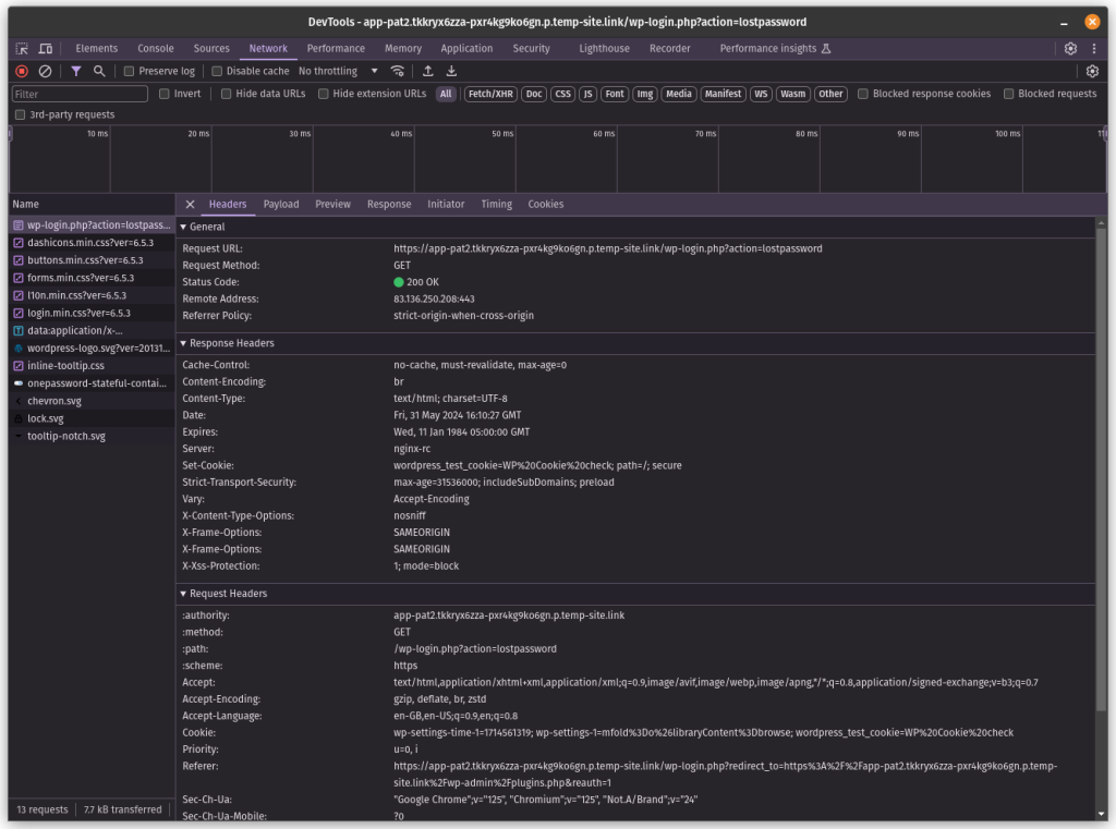 Testing X-Frame-Options header configuration