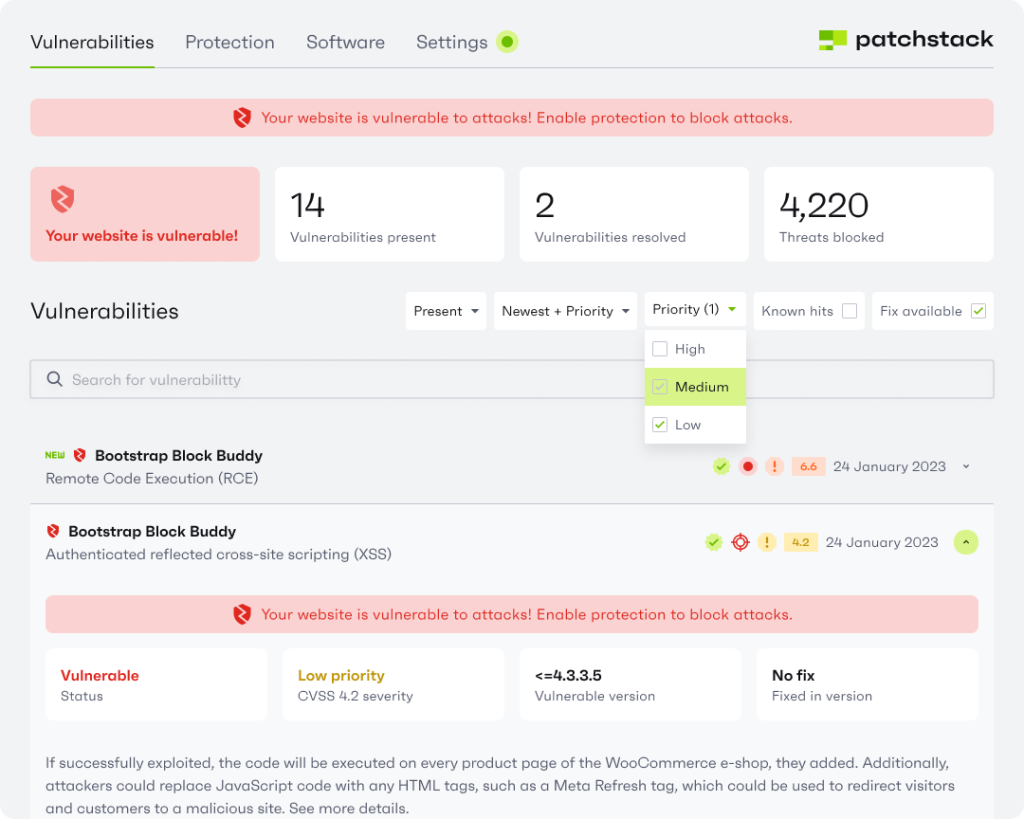Patchstack's web hosting integration demo